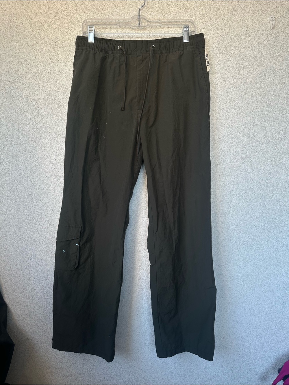 Djerf Avenue Olive Green Cargo Light-Weight Straight Leg Pants, Size Medium
